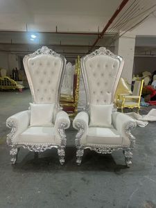 Sedie Trono Reali di Lusso Bianche e Oro con Schienale Alto per Sposi, Ideali per Matrimoni ed Eventi Speciali - Product Image 3