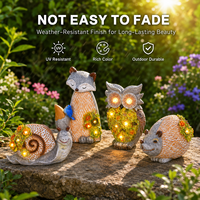Lampe solaire LED d'extérieur IP44 étanche en résine, motif renard, hibou, escargot, hérisson, lumière décorative blanche chaude pour jardin