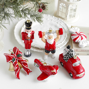 Ornements de Noël suspendus en forme de bonhomme de neige, de casse-noisette, de maison de bonbons et de beignets LINGKAI pour la décoration de l'arbre de Noël - Product Image 2