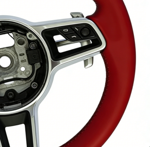 Volant sport SOON TODA en cuir rouge <span class=keywords><strong>Bordeaux</strong></span> PU/PVC modifié pour Porsche PANAMERA 911 718 992 ZC-BSJ-P8 - Product Image 6