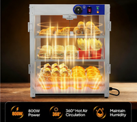 Chauffe-Plats Commercial à 3 Niveaux, Chauffe-Pizza, Vitrine Chauffante avec Éclairage LED