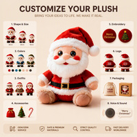 Peluche personnalisée Père Noël en gros, jouet en peluche de Noël, poupée en peluche douce, cadeau décoratif avec emballage personnalisé et logo