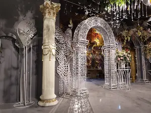 Arco de metal blanco para boda, 9 pies, 3m, diseño de moda, hueco en forma de U, para decoración de escenario de boda