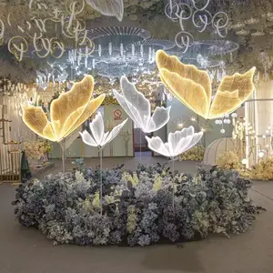 Zhuoyun Unique Design Butterfly Shape Floor Light Table Decoration Acrylic White Wedding Centerpiece