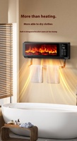 Cheminée électrique murale avec porte-serviettes, télécommande, effet de flamme réaliste, chauffage d'intérieur LVH-011