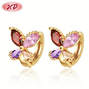 Pendientes de Mariposa con Circonita Cúbica AAA y Baño de Oro de 18K, Modernos y a la Moda, para Niñas, Joyería para Bodas, Gran Venta - Product Image 2