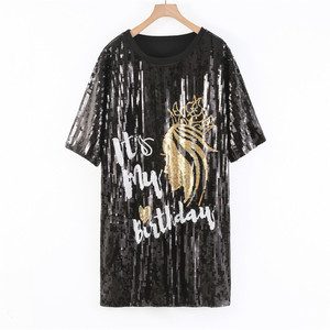 <span class=keywords><strong>Robe</strong></span> de fête <span class=keywords><strong>pour</strong></span> femme, <span class=keywords><strong>robe</strong></span> à sequins <span class=keywords><strong>pour</strong></span> <span class=keywords><strong>anniversaire</strong></span>, imprimé graphique de lettres, <span class=keywords><strong>robe</strong></span> à manches courtes - Product Image 2