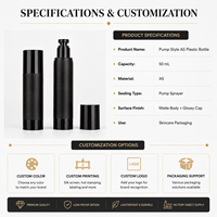 Emballage cosmétique moderne en plastique cylindrique, flacon pompe sans air, vaporisateur 30ml 50ml 80ml 120ml, brume fine, flacon vide pour sérum de soin de la peau