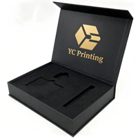 Boîtes cadeaux pliables en carton noir rigide de luxe avec impression personnalisée, fermeture magnétique, couvercle, logo