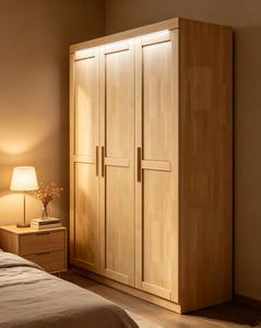 New Arrival Solid Wood Adjustable Freestanding 3-Door Wardrobe Closet for Bedroom Clothes Storage Organizer - Product Image 4