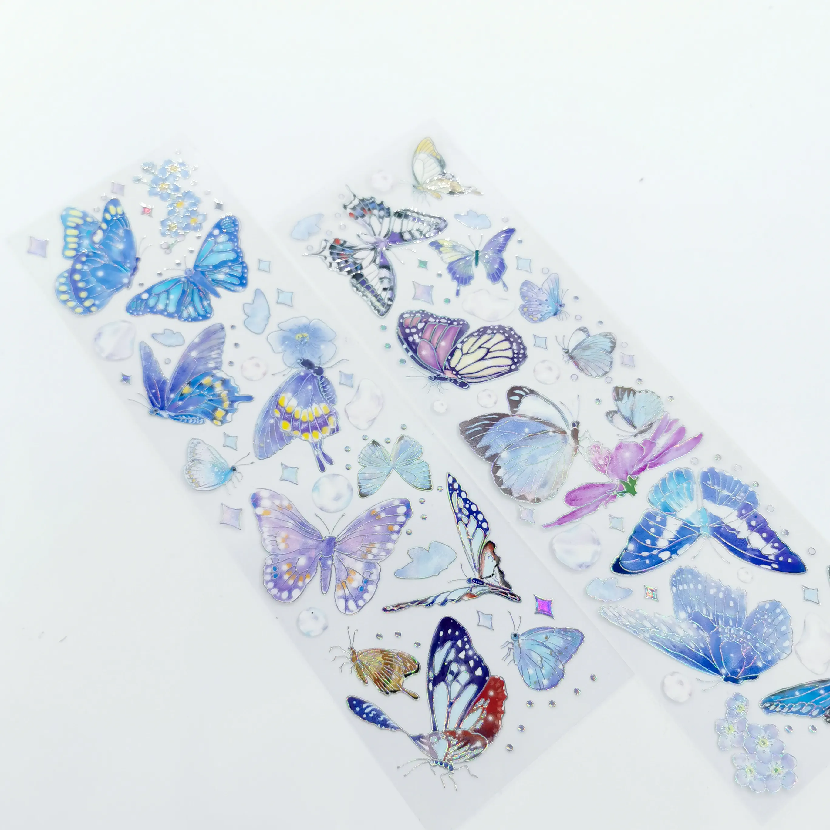 China Wholesale Custom Vinyl Hologram Self-Adhesive Custom Die Cut PET Stickers Printing Waterproof Butterflies Label Stickers