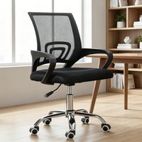 Chaise de bureau ergonomique moderne en maille, réglable en hauteur, pivotante, avec accoudoirs fixes et inclinable, pour le bureau à domicile, la formation du personnel et les conférences
