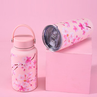Vente en gros de gobelets à café de voyage personnalisés avec logo rose, mug isotherme sous vide en acier inoxydable 304, bouteille d'eau, gobelet