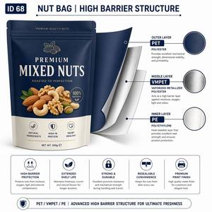 Sachet Premium Mat Anti-Humidité et Anti-Odeur Refermable <span class=keywords><strong>pour</strong></span> Noix, Imprimé HD 10 Couleurs, Personnalisable <span class=keywords><strong>pour</strong></span> Amandes, Noix <span class=keywords><strong>de</strong></span> Cajou, Snacks 100g - Product Image 2
