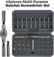 Kit de Tournevis à Cliquet Magnétique 42 en 1 avec Poignée en T, Jeu d'Embouts Magnétiques Multiples pour Bricolage, Kit de Tournevis de Poche