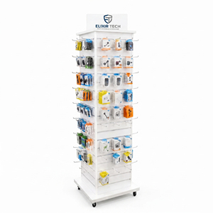 Espositore Girevole in Metallo Personalizzato - Stand Rotante a 4 Lati <span class=keywords><strong>su</strong></span> Ruote per Accessori per Telefoni Cellulari - Product Image 1