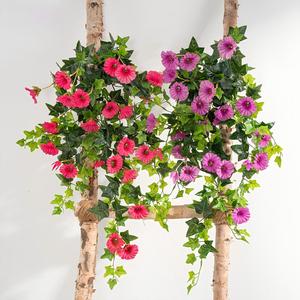 Guirlandes de fleurs artificielles réalistes, fausses fleurs de <span class=keywords><strong>trompette</strong></span> rouges suspendues, <span class=keywords><strong>fausse</strong></span> lierre pour la décoration murale de la maison et des mariages - Product Image 6