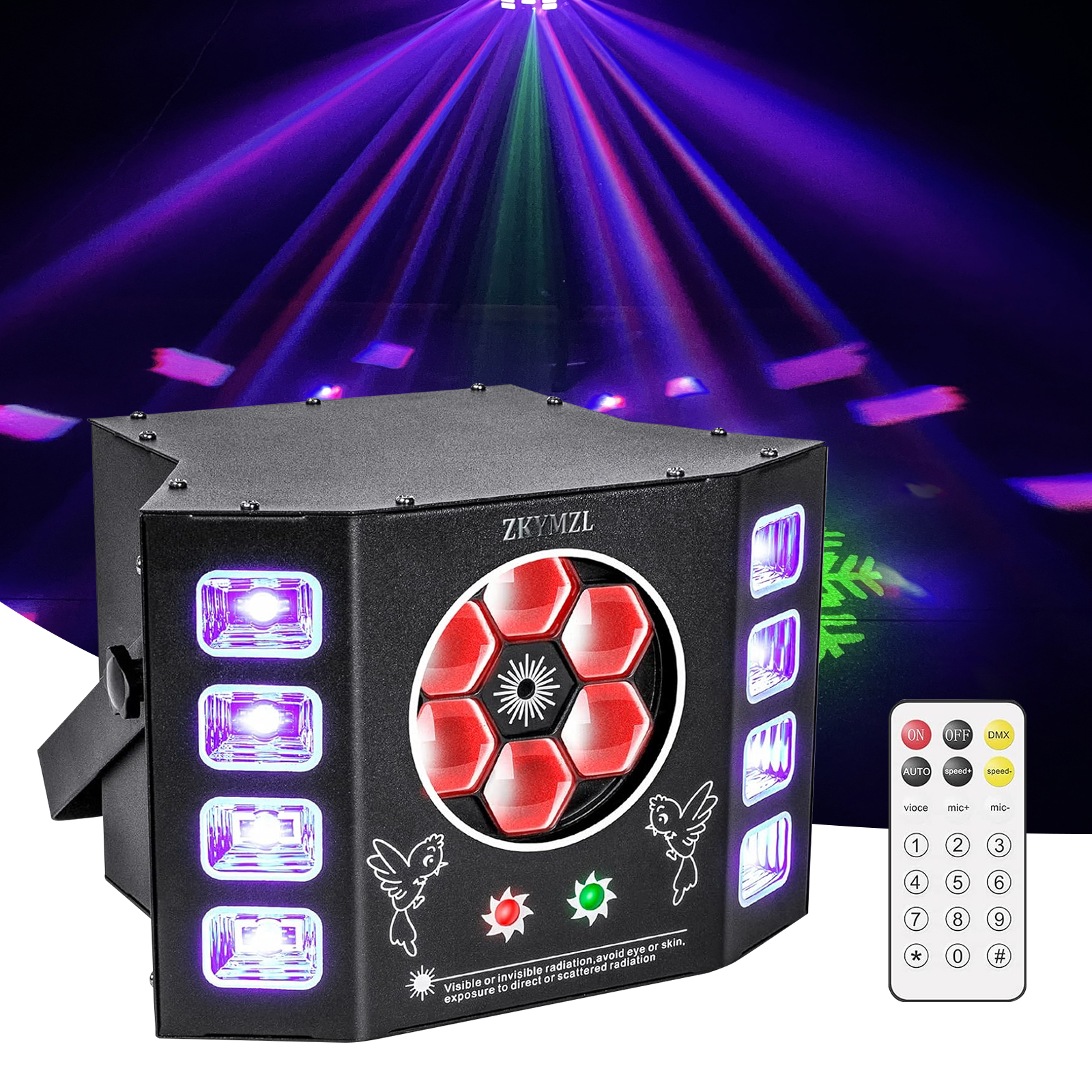 4in1 RGBW UV LED Dance Floor Stage Light Laser Strobe Effect DJ Lights DMX512 Remote Control IP33 Disco Party Club Bar KTV