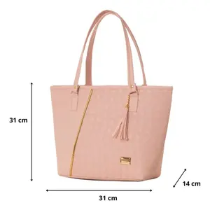 Bolso Tote para Mujer Fana Cayetana, Color Rosa Pétalo, Modelo M3847, Material PU, Portátil para Invierno, con Decoración de Borlas - Product Image 3