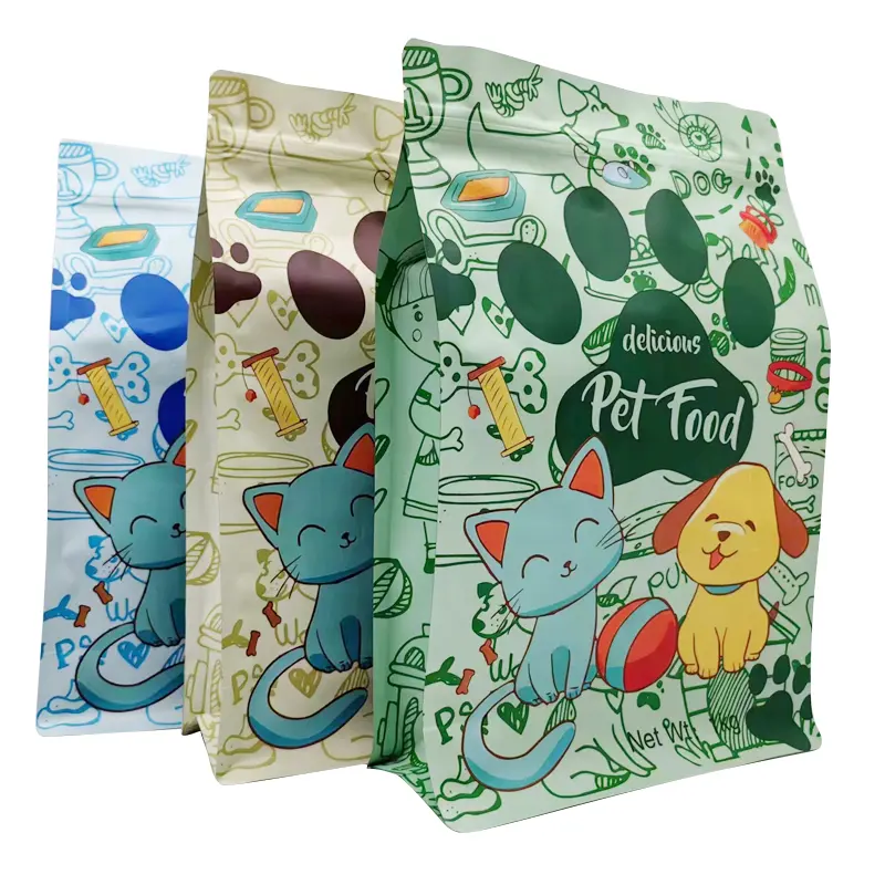 Alta Qualidade Matt Zipper Pet Dog Food Packing Bag Folha De Alumínio Stand up Pouch Flat Bottom Pet Food Bags