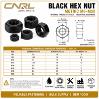 Mur Baut Hex Hitam Metrik M6-M20 Pasangan Pengikat Ulir Dalam untuk Perakitan Bengkel Perangkat Keras Industri Grosir Massal