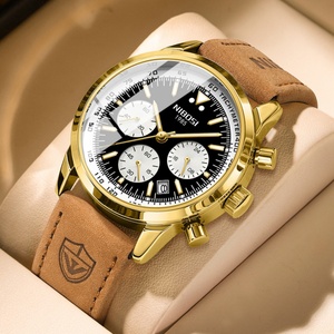 For 2609 Fashion Luxury Sports Leather Chronograph Quartz <b>Watch</b> for Men Stainless Steel Case 3BAR Water Resistant Calendar - Product Image 1