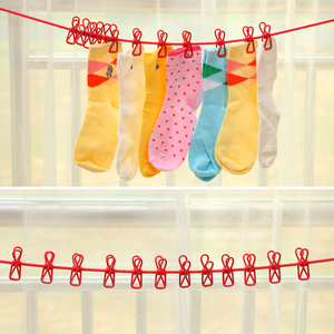 Portable Outdoor <b>Clothesline</b> Traveler Household 12 Clips Windproof <b>Clothesline</b> Color Drying Elastic Rope - Product Image 6