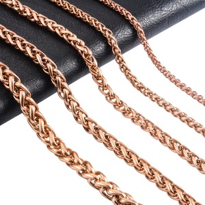 Collier chaîne classique en acier inoxydable pour hommes et femmes, accessoire de bijouterie plaqué or rose, collier ras du cou - Product Image 1