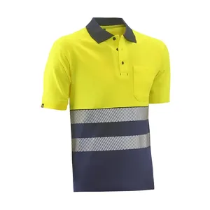 Polo - HVS740YDN S Belfast - Colore: Giallo fluorescente/blu - Tessuto sportivo "Eye Bird". Traspirante, assorbe l'umidità. - Product Image 1