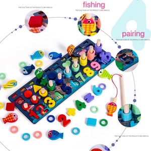Manufacturer direct offer creative Christmas 5 in 1 ocean fishing toy wooden puzzle Promotion popular wooden educational toys - Product Image 3