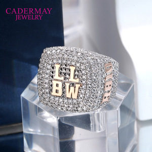 Cadermay Jewelry Letter <b>Ring</b> 925 <b>Silver</b> Micro Pave Moissanite Men's Personalized Hip Hop <b>Statement</b> <b>Ring</b> - Product Image 1