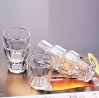 Verre à bière classique transparent en gros, verre à whisky octogonal, verre à boisson glacée 100ml/160ml en verre trempé