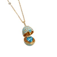 Collier pendentif œuf vintage en cuivre plaqué or 18 carats véritable, style européen et américain, unisexe