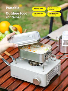 Scatola Bento 304 Xinyuan in acciaio inossidabile da 800ml/1200ml/1400ml a prova di perdite con divisore rimovibile e manico in acciaio inossidabile - Product Image 2