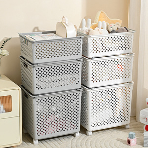 Children's Toy Storage <b>Basket</b> <b>Large</b> Capacity Stackable Rectangle With Handle For Baby Room Organization - Product Image 1
