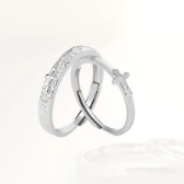 Anillo de sello grueso de plata de ley S925 con circonita en forma de cruz para novio, anillo de boda, compromiso, joyería fina para pareja - Product Image 1