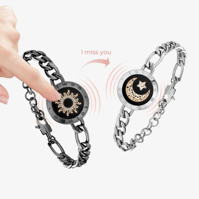 Sun and Moon Totwoo Long Distance Relationship Bracelet Smart Bluetooth Couple Bracelets with Vibrating Love Wholesale