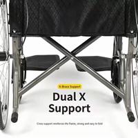 Silla de Ruedas Manual Ligera de Acero al Carbono, Carrito Portátil de Empuje Manual para Viajes al Aire Libre para Personas Mayores y Discapacitadas