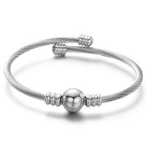 Bracelet minimaliste en acier inoxydable avec perles rondes de 10 mm, ouverture réglable, bijoux de mode pour femmes, cadeau - Product Image 4