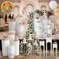 Nouveaux Ensembles de Socles Cylindriques en Métal Argenté et Doré Détachables pour Décoration de Fête de Mariage, Baby Shower, Table de Desserts et Gâteaux