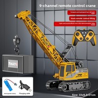 Kran Remote Control Logam Besar 9/12+ Saluran, Mainan Kendaraan Teknik, Excavator Elektrik, Charger Mobil untuk Operator Ahli dan Anak Laki-laki