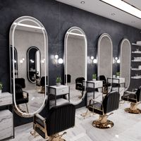 Prix Usine Design Personnalisé de Meubles de Salon de Coiffure Modernes de Luxe Léger avec Miroir Ovale Carré