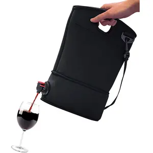 Özel neopren yalıtımlı içecek taşıyıcı şarap çanta emzik ile