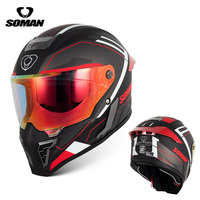 Casque de moto intégral homologué SOMAN DOT, casque de course multi-densité EPS pour hommes et femmes, toutes saisons H10