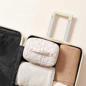 Large Quilted Makeup <b>Bag</b> Cute Cotton Travel Cosmetic <b>Bag</b> with HandlePortable Floral Make up <b>Bags</b> - Product Image 6