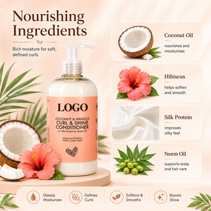 Acondicionador al por mayor de Coco e Hibisco para Rizos y Brillo, Sin Sulfatos, para Cabello Grueso, Rizado y Texturizado, 384ml - Product Image 4