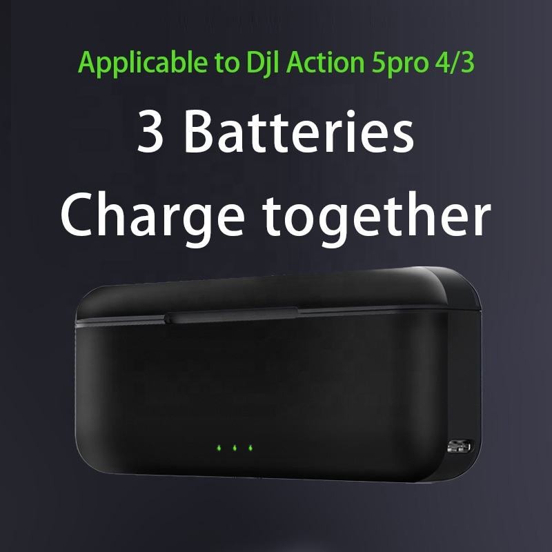 HONGDAK Battery Charger for DJI Osmo Action 6/5/4/3 Camera with Power Indicator Light Three Slot Battery Charging Storage Box