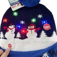 Gorro Navideño Divertido de Punto Rojo con Estampado Personalizado, con Luces LED 2026, Gorro Festivo Unisex para Adultos