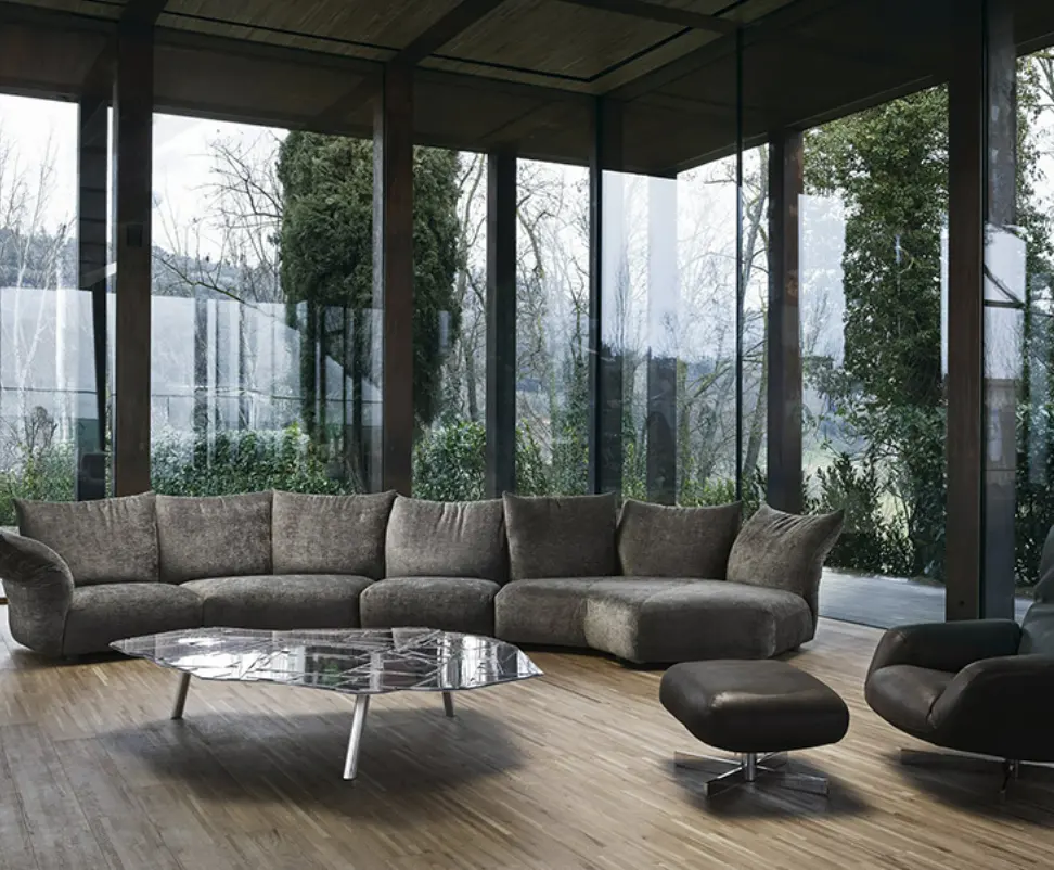 Ensembles de canapés en tissu italien de luxe, design en U classique de luxe, canapés exclusifs de salon, ensemble de chaises de canapé à bras de luxe