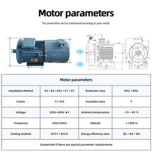 มอเตอร์อะซิงโครนัสสามเฟส ABB QABP 0.25KW~315KW IMB35 4 โพล 1500 รอบต่อนาที VFD IC416 AC 400V 50HZ แบบยึดหน้าแปลน IP56 - Product Image 3